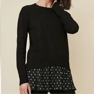 Susina Black Sweater with Polka Dot Layer